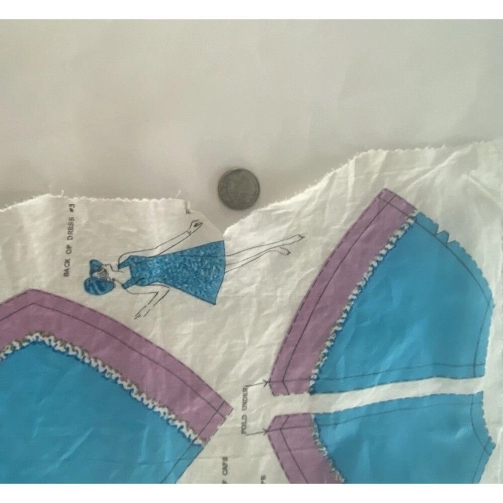 Vintage Evening Wear Doll Clothes Fabric Panel for 11-12 Inch Doll Uncut Retro - Picture 7 of 16